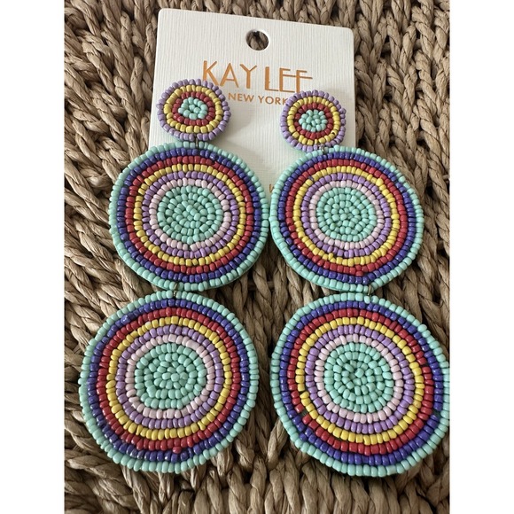 kay lee Jewelry - Kay Lee New‎ York Pierced Earrings Bead Boho Geometric Drop Dangle Statement New